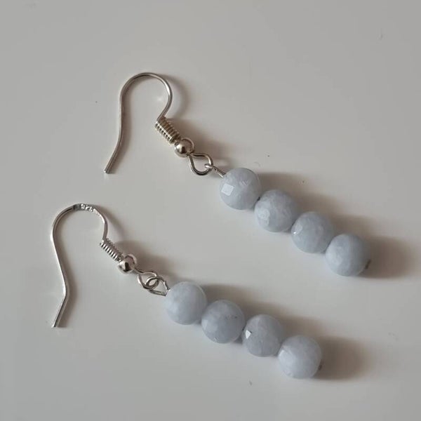 Boucles , quatre   pierres  aigue marine bleu ref mpi 64clair crochet argent réf.mpi 64.