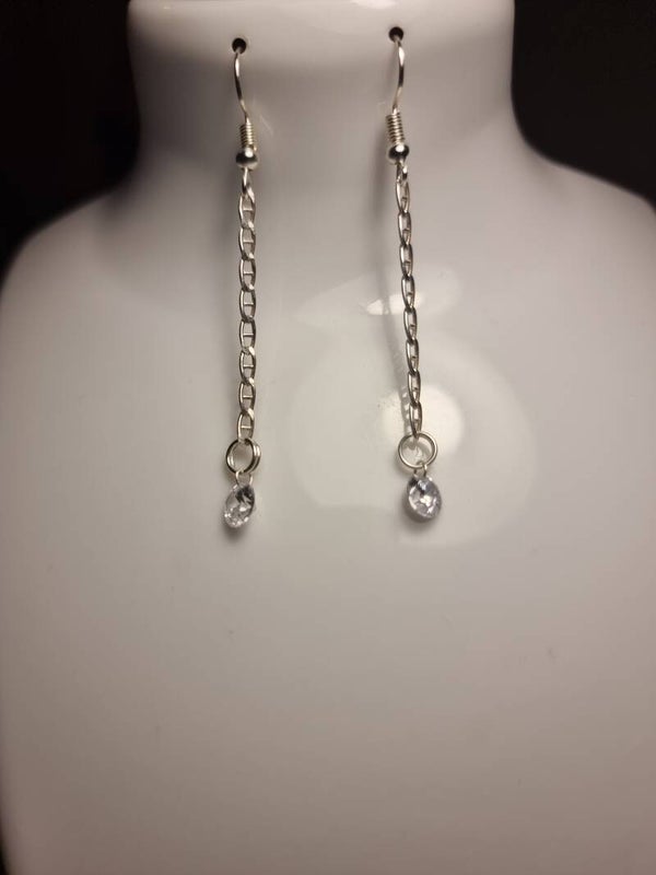 Pendentif chaîne double argent ,zircone cristal blanc réf.mpi 13