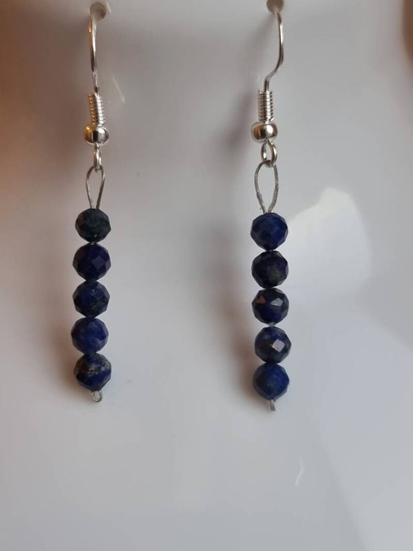 Boucles pierres lapis-lazuli, crochet argent .réf mpi 67