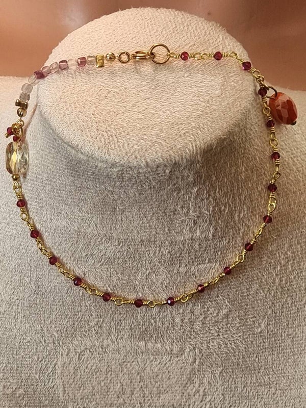 Bracelet  chaîne doré  Pierre Rubis