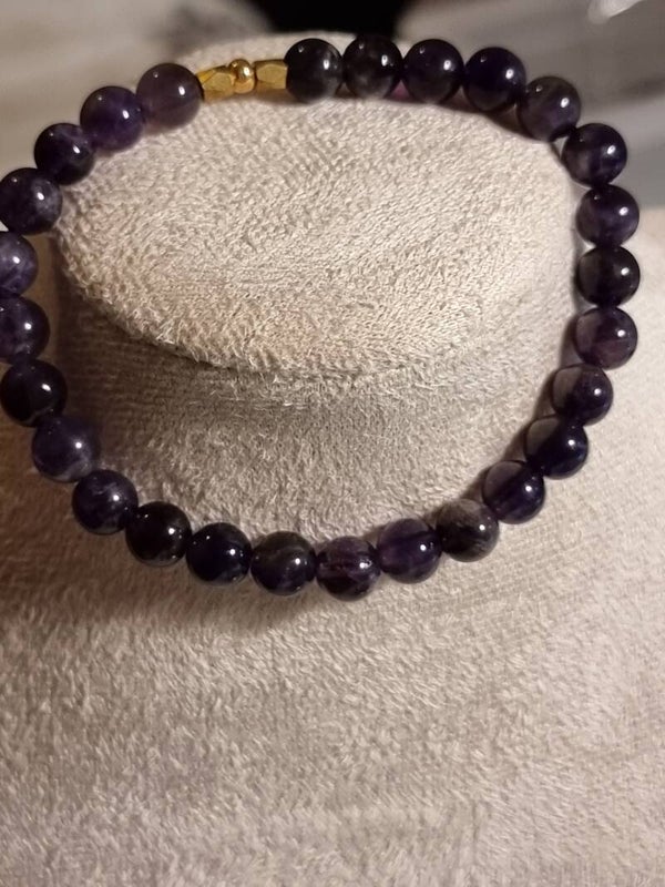 Bracelet  Pierre améthyste montage en élastique