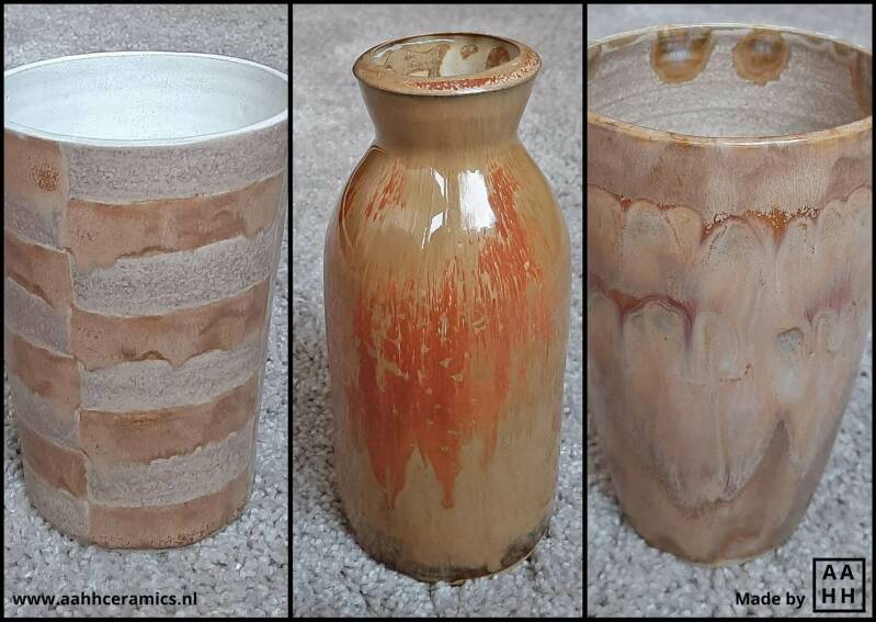 3 vaasjes die bruiner zijn uitgevallen dan gehoopt