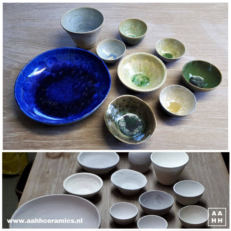 Resultaten experiment met kristalglazuur met keramiekgroep