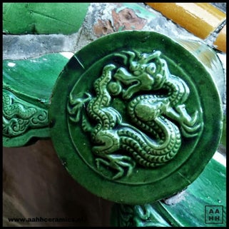 Keramiek groen dakornament met afbeelding draak - China
