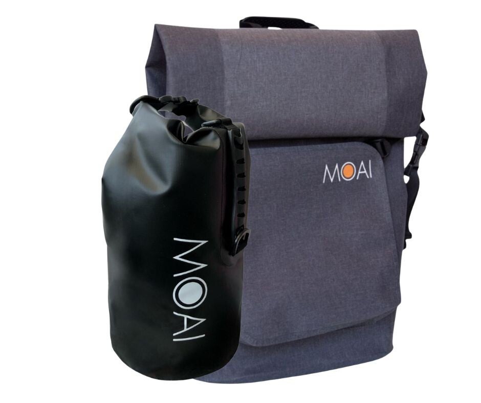 Voordeelset van 2 tassen: Moai Waterdichte Tassenset – Dry Backpack Traveller & 10L Dry Bag – Aqua