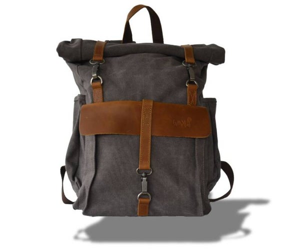 WiMa Wales Vintage Blue Grey - Canvas - leer - rugzak - rugtas - backpack -