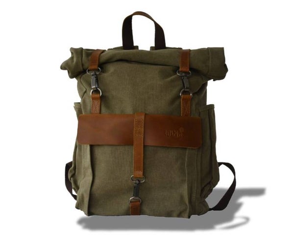 WiMa Wales Vintage Green - Canvas - leer - rugzak - rugtas - backpack -