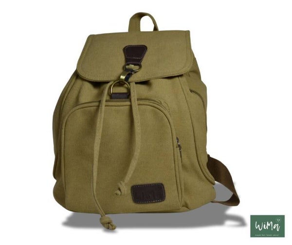 WiMa Aberdeen Rugtas – Handzaam 32×28×15 cm – Waterafstotend Canvas Beige – Reistas, School, Handbagage
