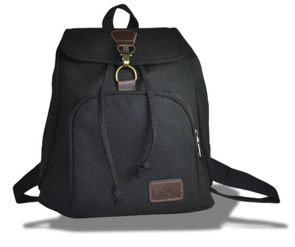 WiMa Aberdeen Rugtas – Handzaam 32×28×15 cm – Waterafstotend Canvas Zwart – Reistas, School, Handbagage