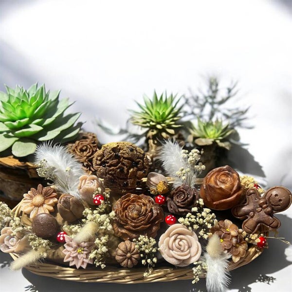 Composition florale cookies chocolat