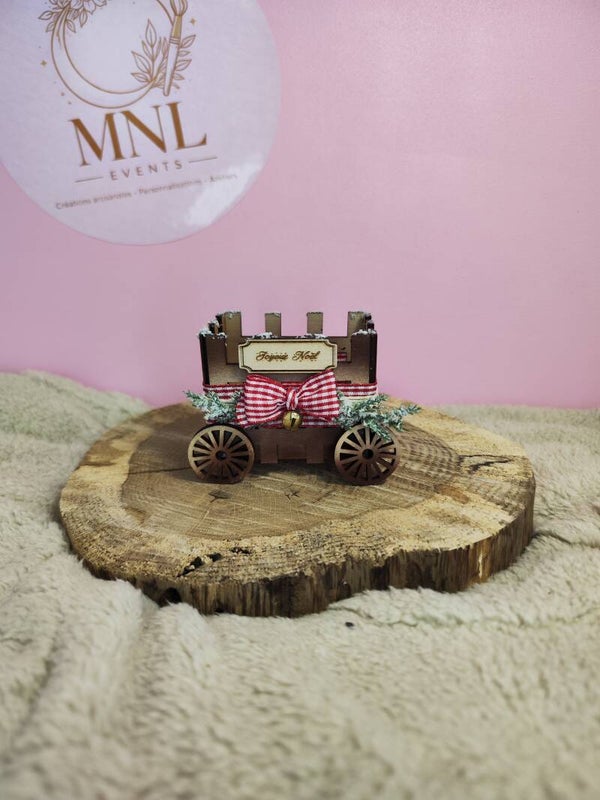 Mini charrette de noël en bois