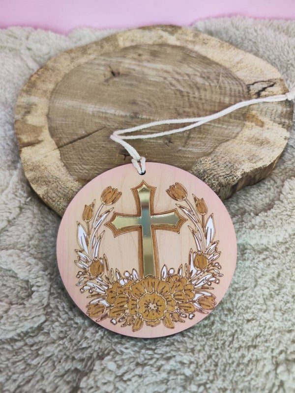 Suspension Croix doré