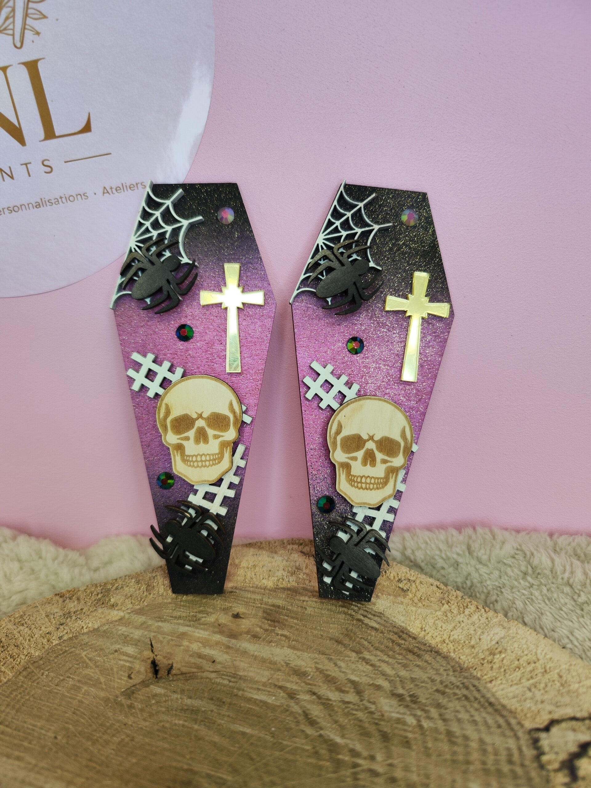 Suspension tombe Rose et noir