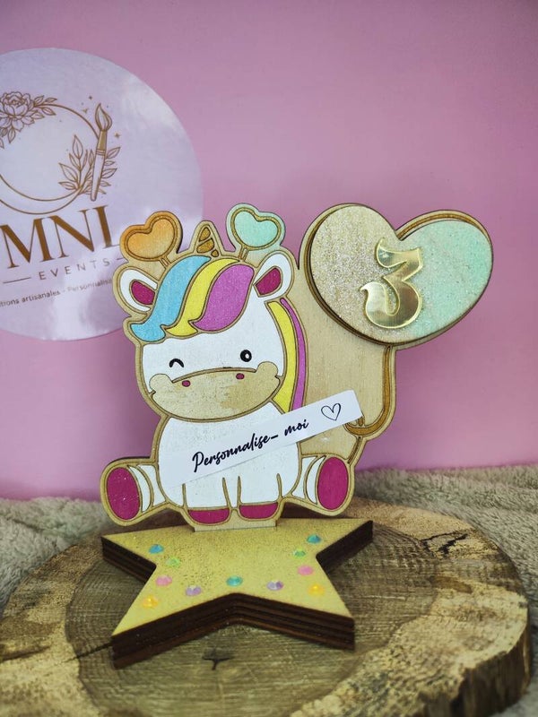 Plaque licorne avec chiffre aimanté