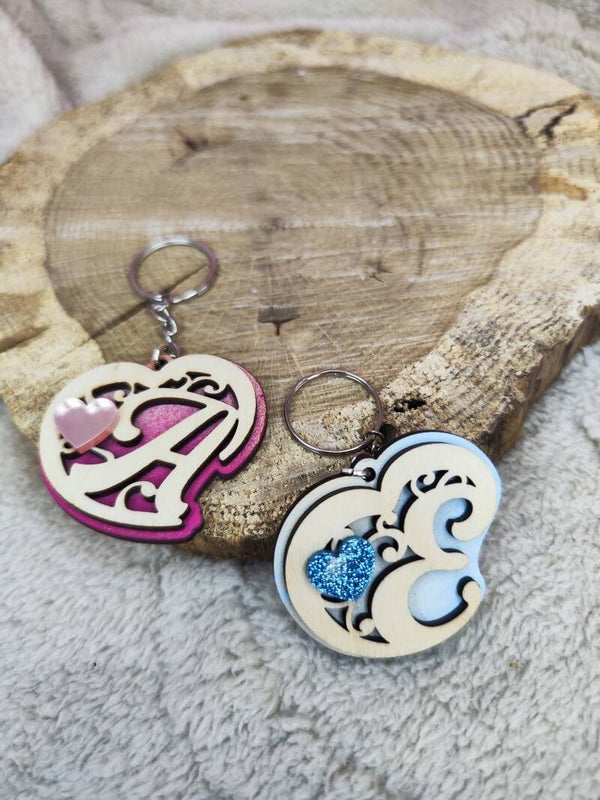 Porte clef cœur ajouré Alphabet