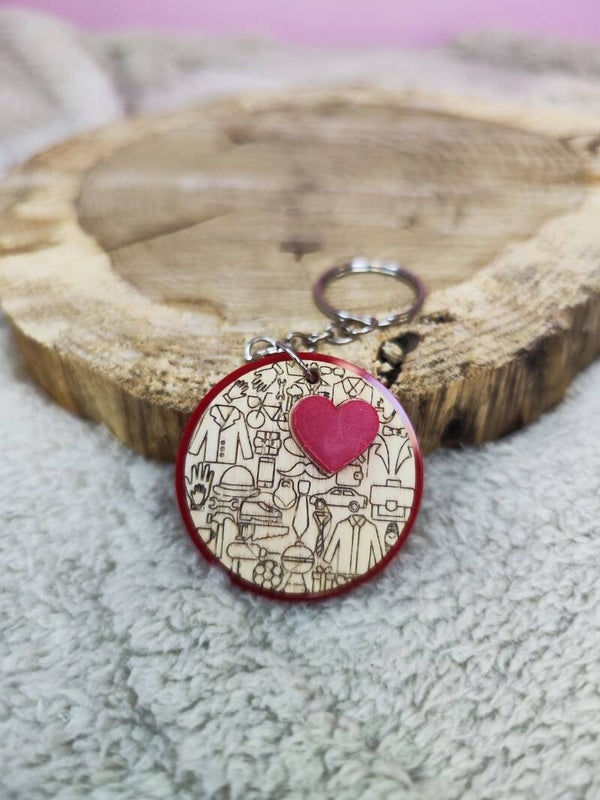 Porte clef rond avec coeur