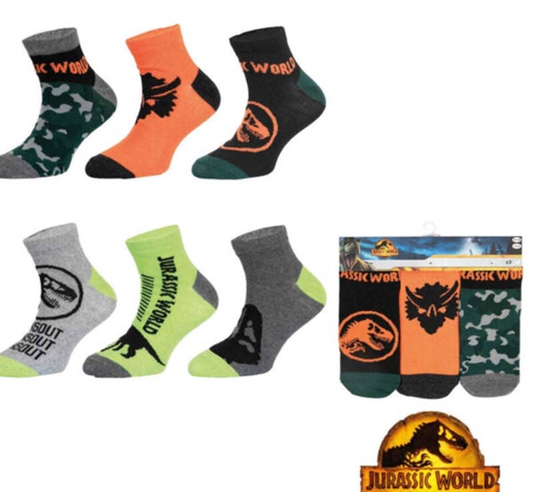 Jurassic World 3 pack socks
