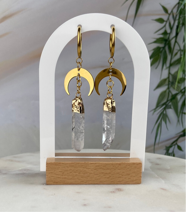 Lunaris Bergkristall Ohrringe Gold