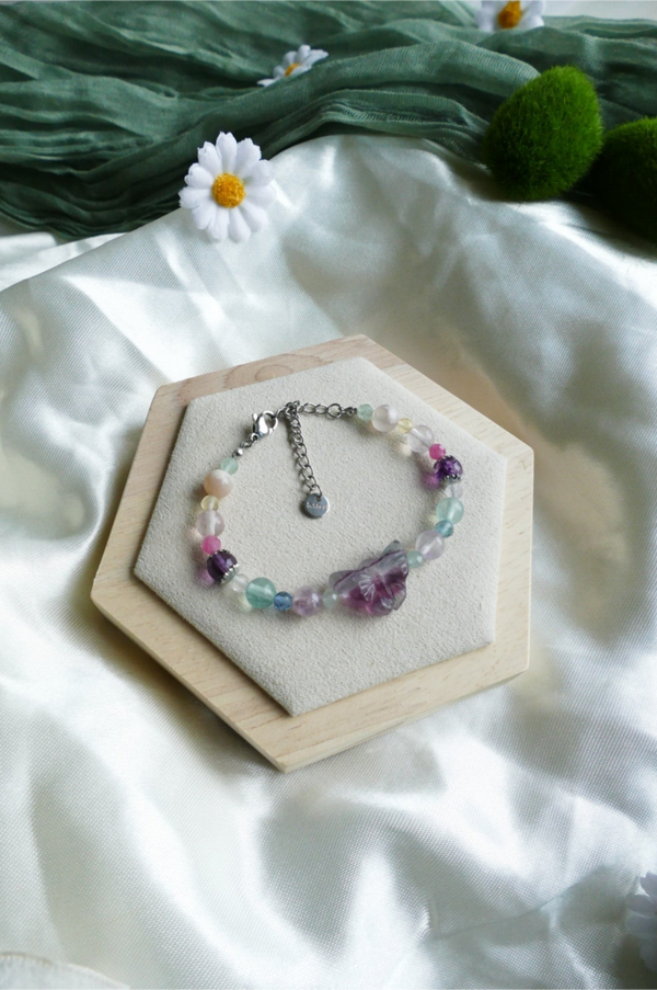 Buntes Fluorit Schmetterling Armband