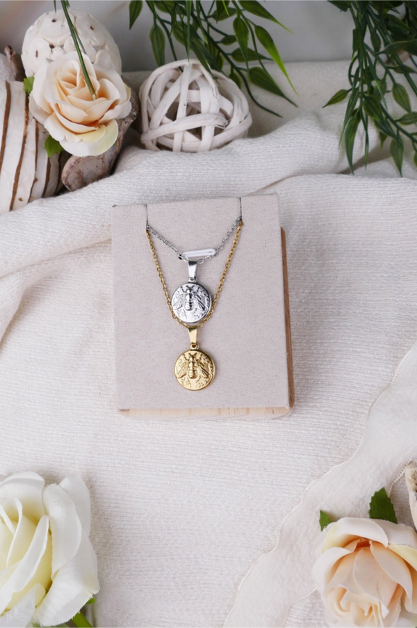 Bienen Kette rund gold/silber