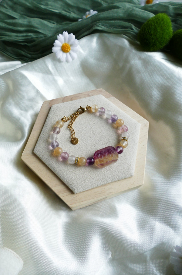 Buntes blumiges Fluorit Armband