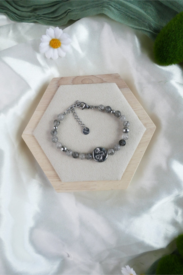 Turmalinquarz Armband mit Mondgesicht