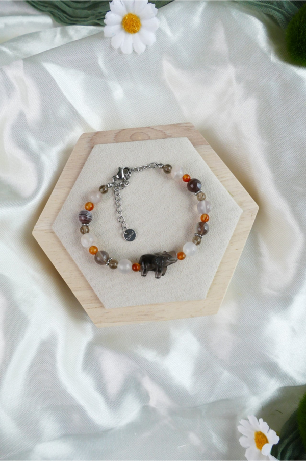 Eisobsidian Elefanten Armband