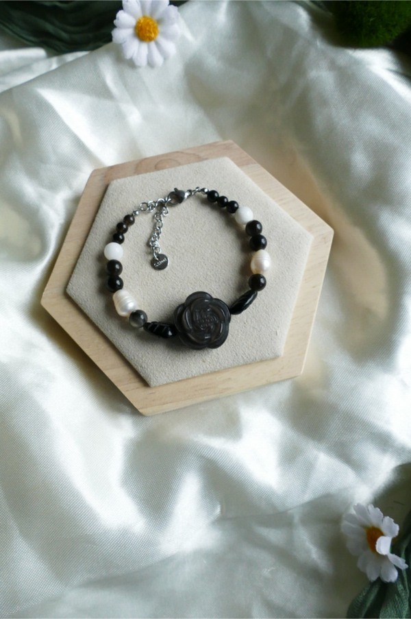 Silberobsidian Rosen Armband