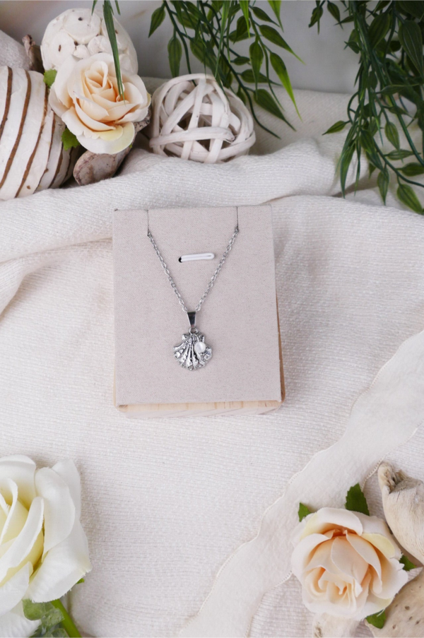 Muschel Kette mit Süßwasserperle silber