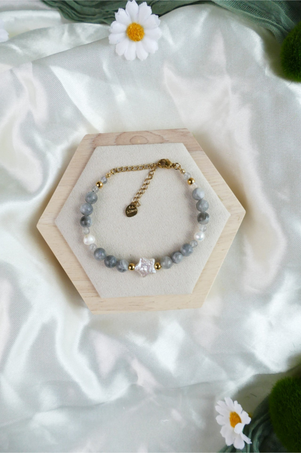 Labradorit Süßwasserperlen Stern Armband