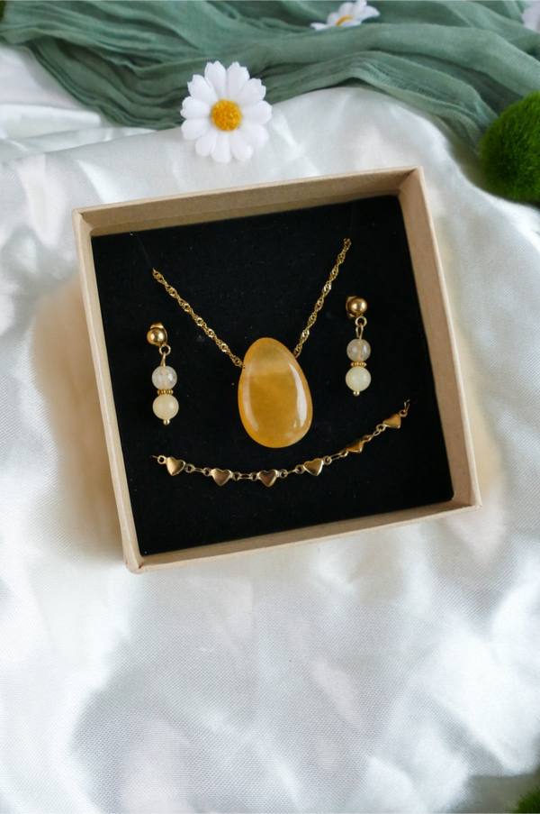 Gelbes Jade und Fluorit Set