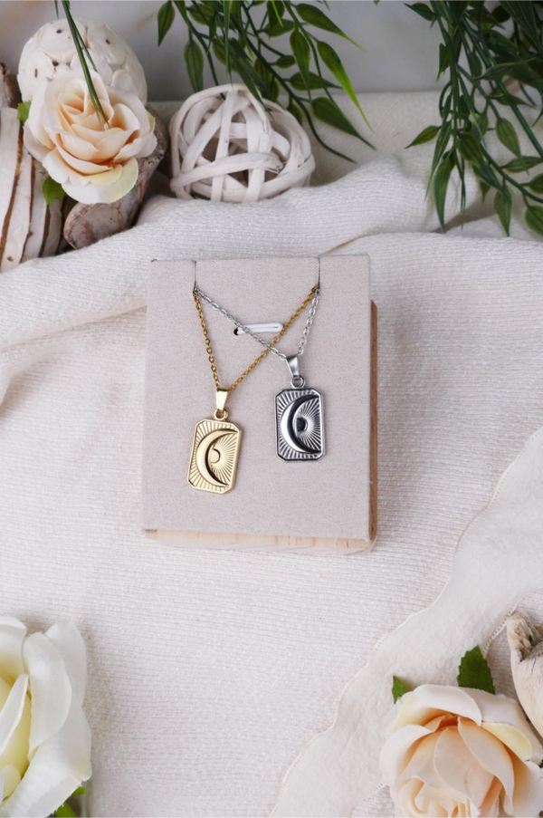 Rechteckige Mond Kette gold/silber