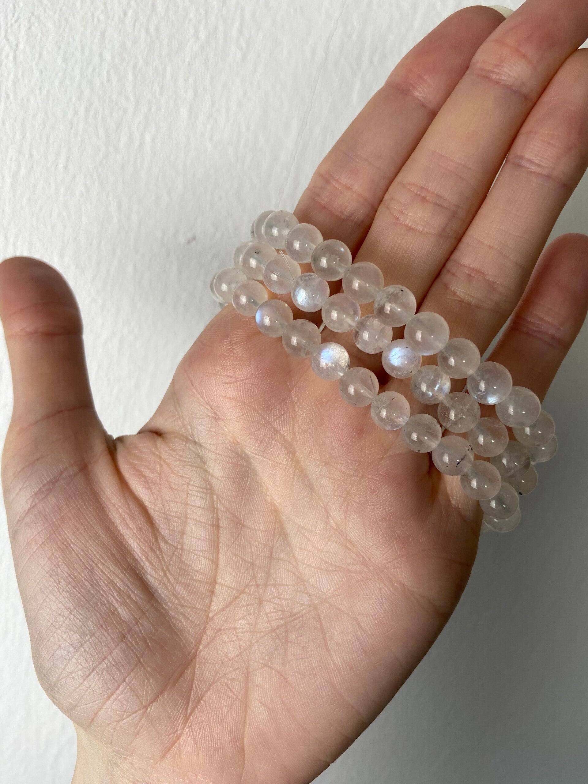 HQ Armband Weißer Mondstein mit Blauflash