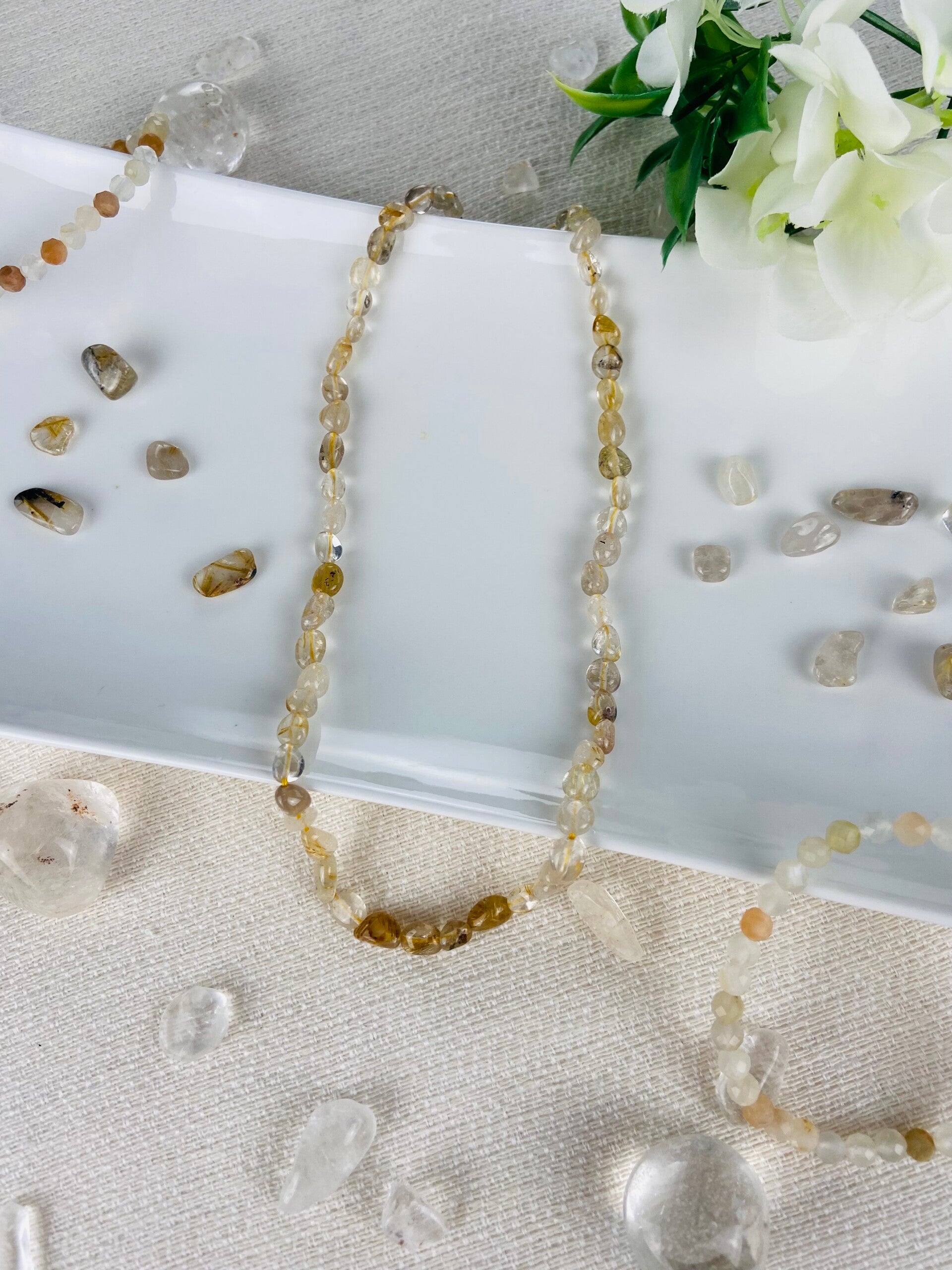 Gold-Rutilquarz Nuggetkette