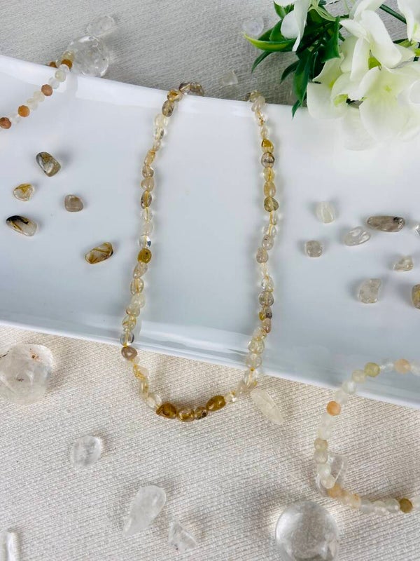 Gold-Rutilquarz Nuggetkette