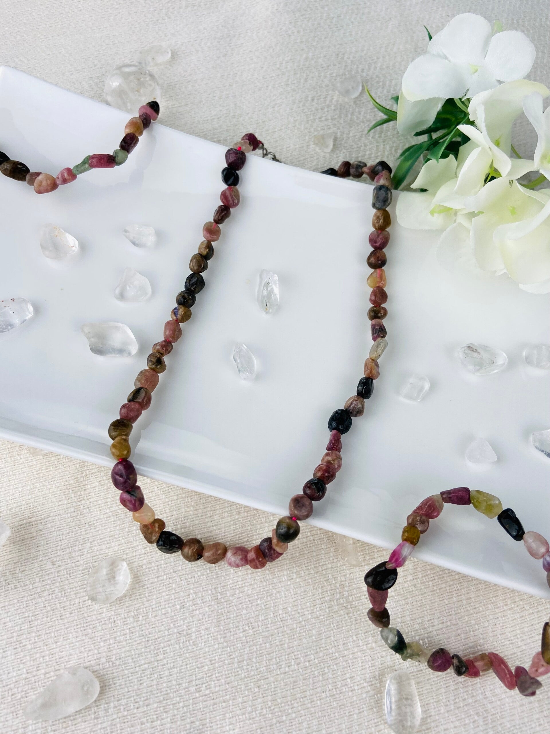 Bunte Turmalin Nuggetkette
