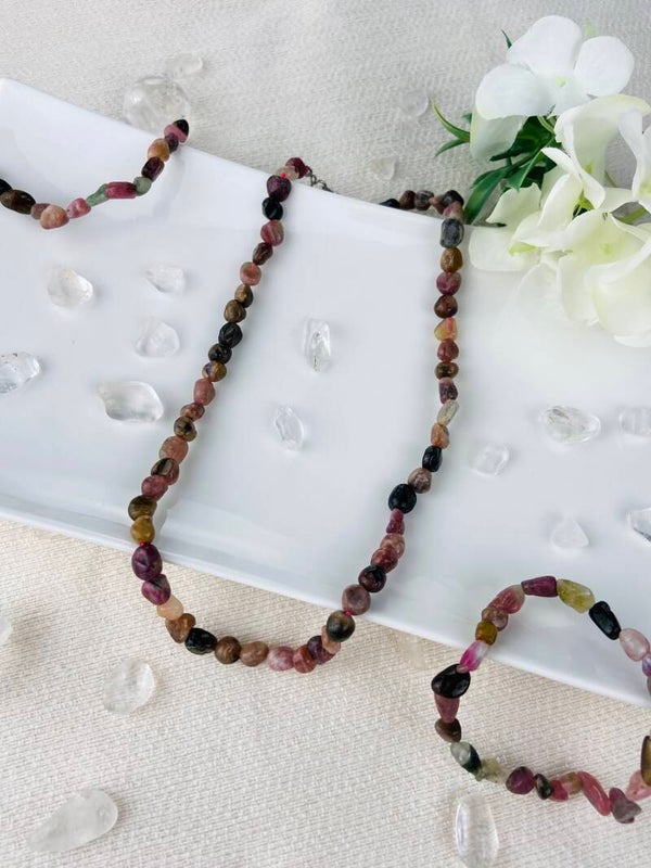 Bunte Turmalin Nuggetkette