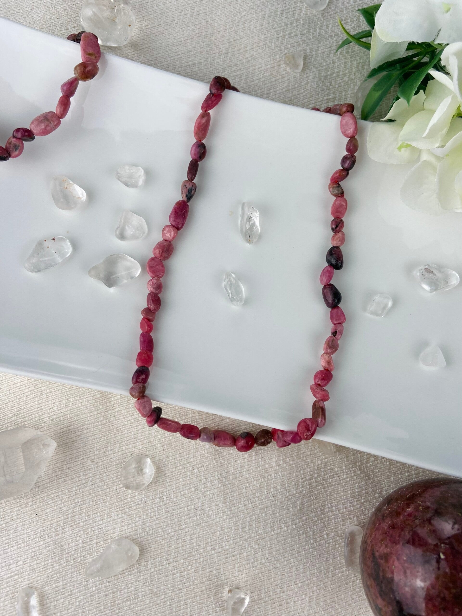 Rhodonit Nuggetkette