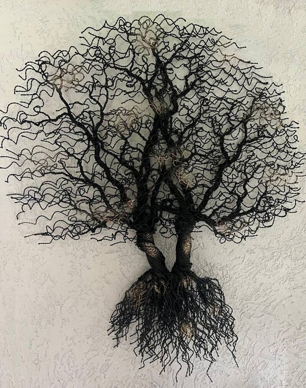 Handgemaakte wand-draad-boom  (Eik)