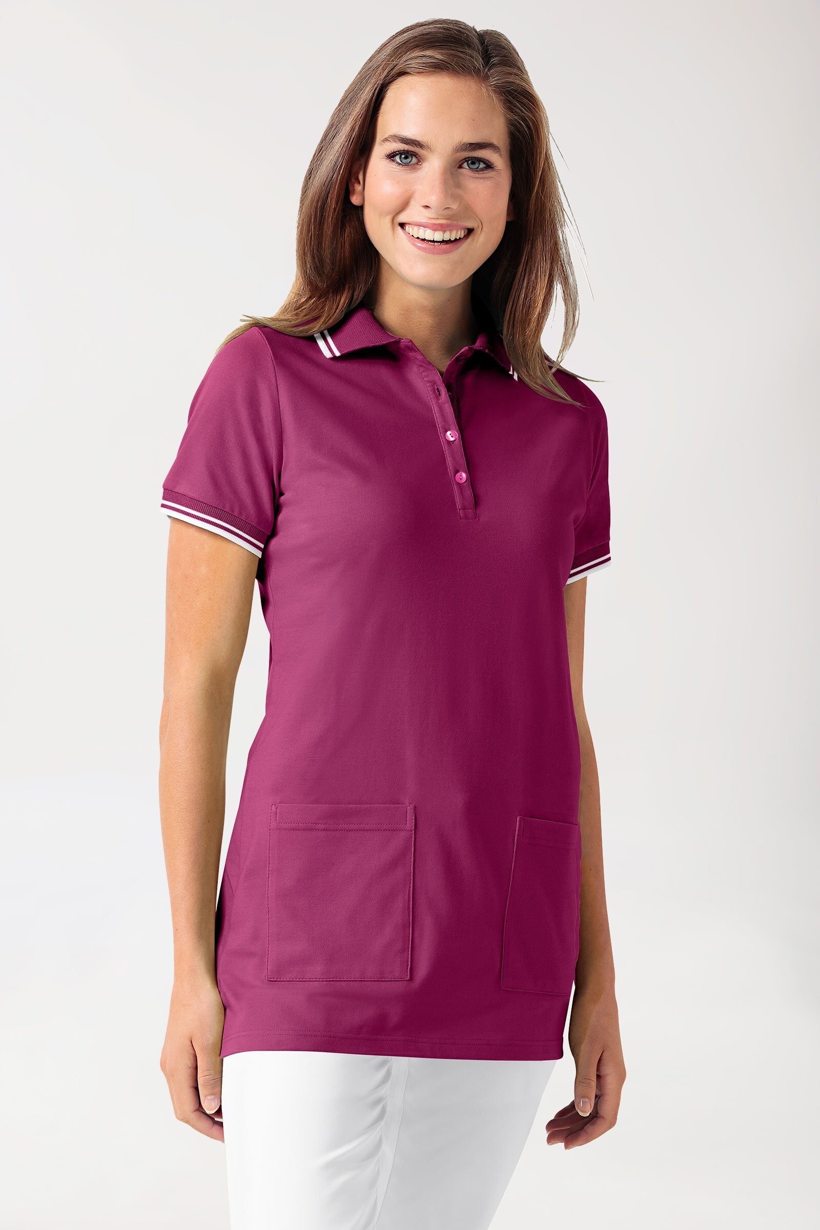 Donna: Maglia lunga in piqué - colletto a polo