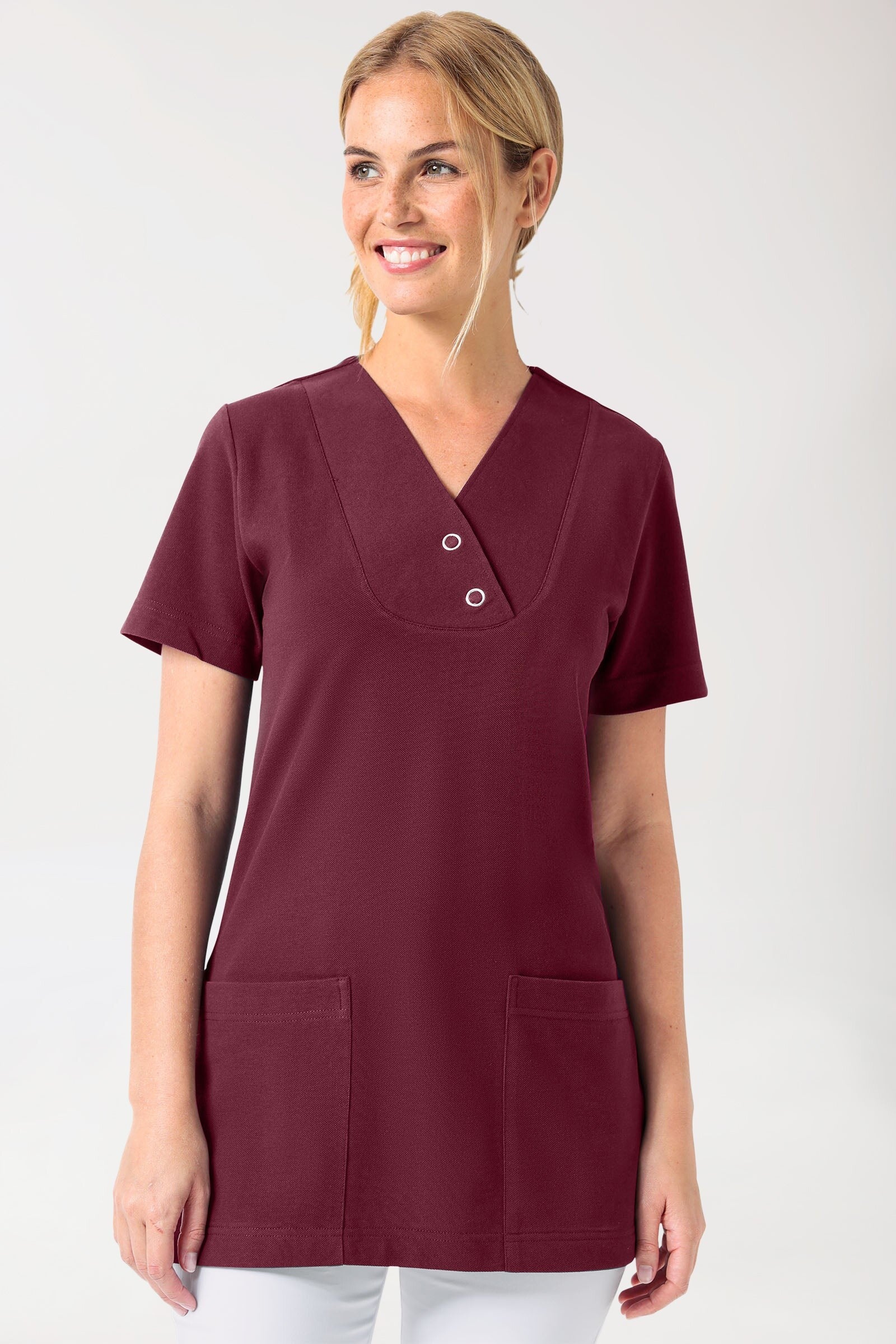 Donna: Maglia lunga in piqué - scollo a V