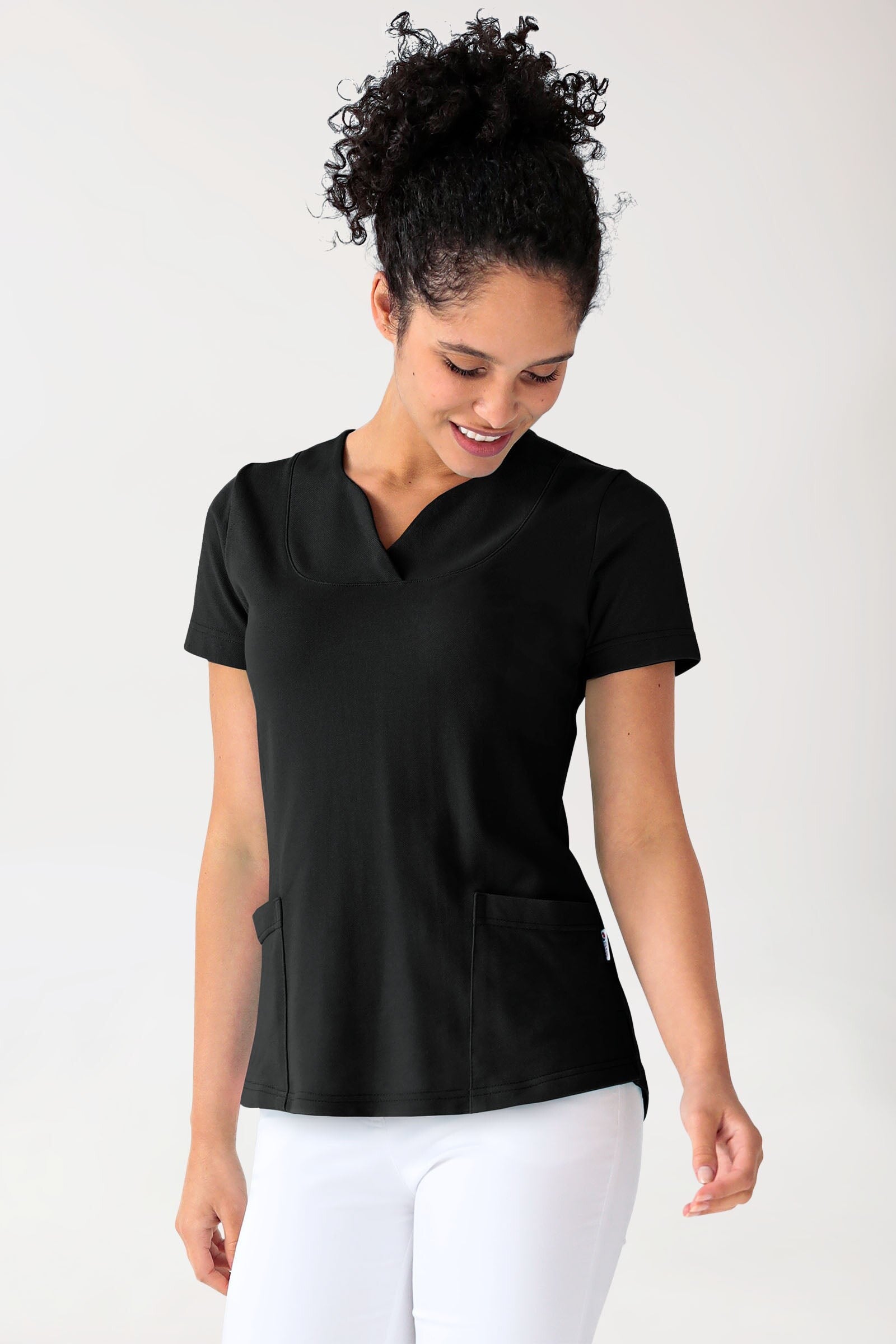 Donna: Maglia lunga in piqué - scollo diagonale