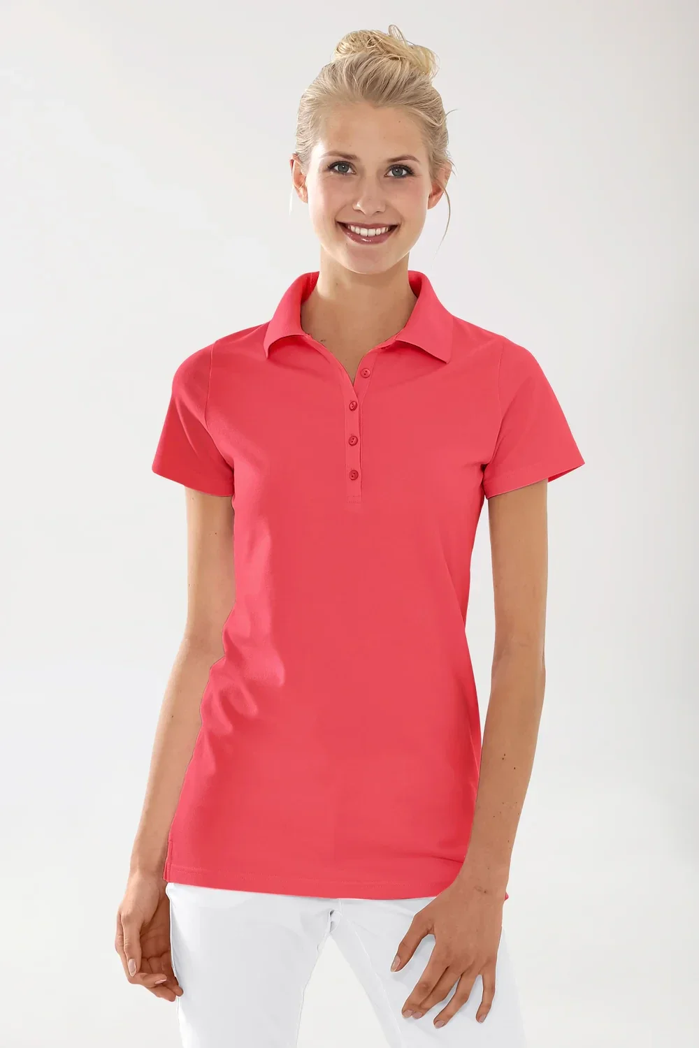 Donna: T-shirt elasticizzata mezze manica - collo a polo