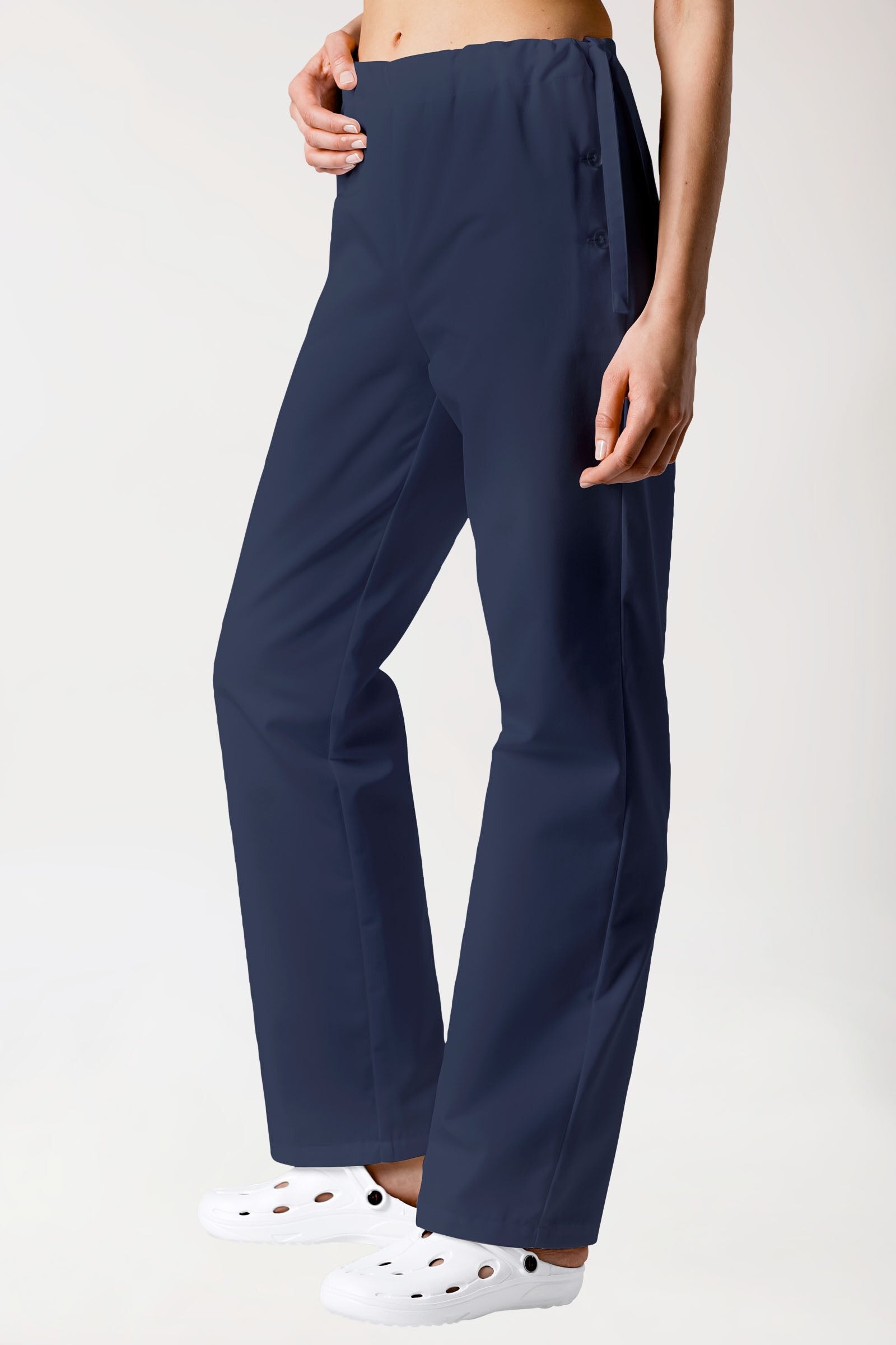 Unisex: Pantaloni in cotone - chiusura laterale con bottoni