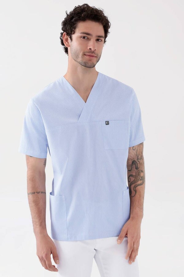 Unisex: Tunica stretch - scollo a V - mod. 140451