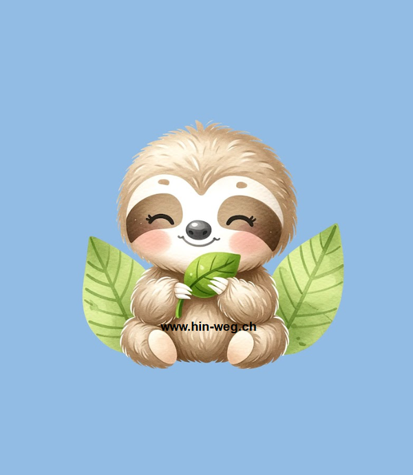 182 Faultier Blätter Blau EINZELPANEL