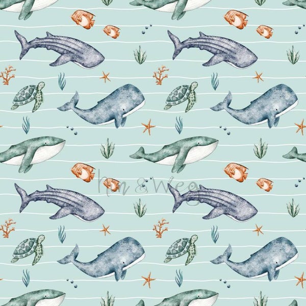 1877 Whales&Friends blau ALLOVERPRINT