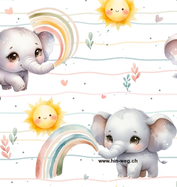 1923 Elefant Rainbow Stripes ALLOVERPRINT