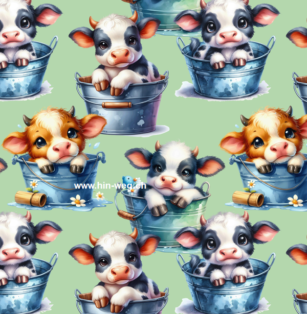 3233 Chuehli im Eimer Grün ALLOVERPRINT