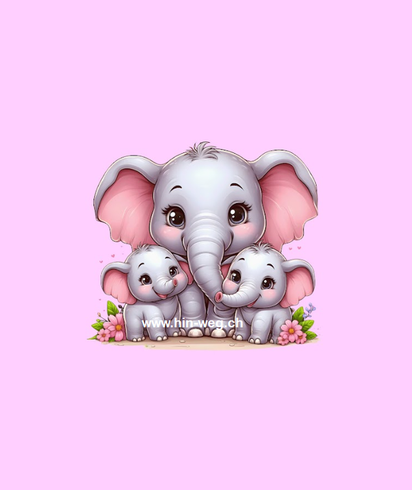 2080 ElefantenFamilie Rosa EINZELPANEL